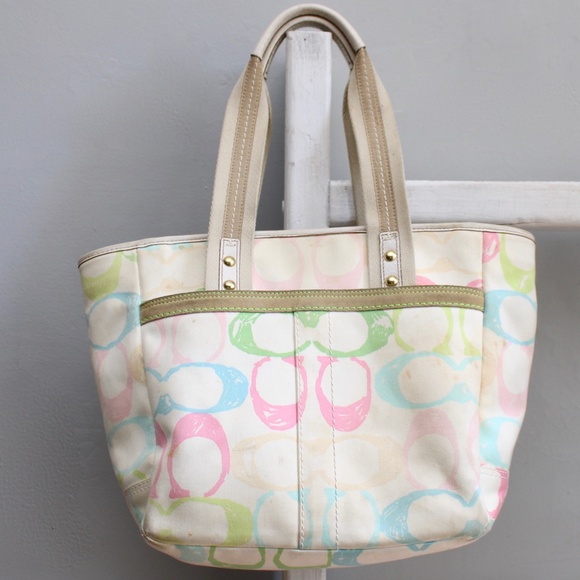 Coach Y2K Vintage NO A06K-247 Hampton Scribble Signature  Monogram Tote Bag - Picture 2 of 12